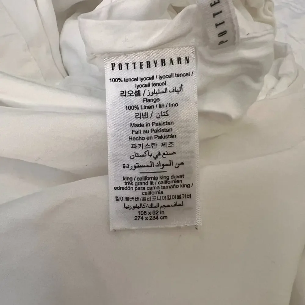 Pottery Barn King/Cal. King Duvet Cover White 108 x 92 in Tencel Lyocell Linen
